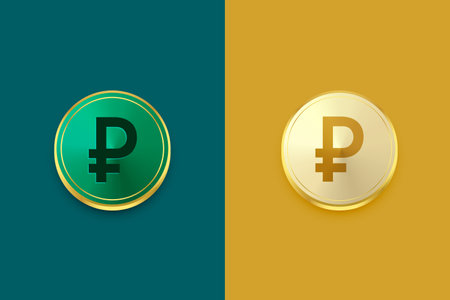 collection of rouble golden coin in 3d style vectorのイラスト素材