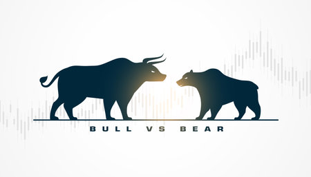bullish growth vs bearish decline stock volatility background vectorのイラスト素材