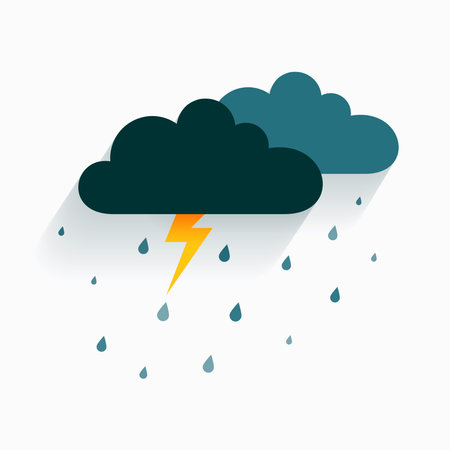 origami art dark cloud and raindrop background with thunder lightening vectorのイラスト素材