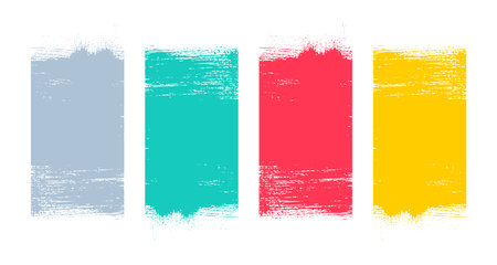 pack of artistic colorful grunge texture banner in brush stroke style vectorのイラスト素材