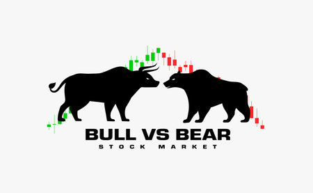 stock market bull vs bear volatility trade background vectorのイラスト素材