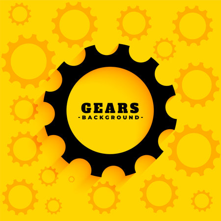 dark technical cogwheel symbol on yellow background design vectorのイラスト素材