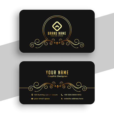 dark black corporate id card layout with golden touch vectorのイラスト素材
