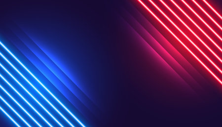 red and blue glowing diagonal lines background with blank space vectorのイラスト素材