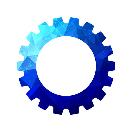 paper cut style gear symbol background with low poly effect vectorのイラスト素材