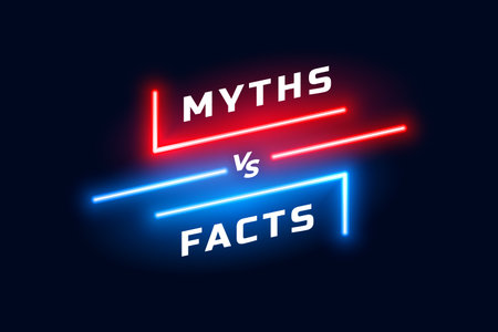 myths versus facts competition concept with neon effect vectorのイラスト素材