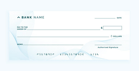blank bank cheque checkbook mockup for money payment vectorのイラスト素材
