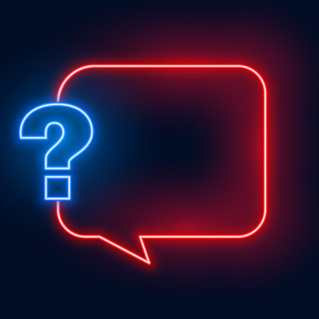 neon style question mark symbol empty background with chat box design vectorのイラスト素材