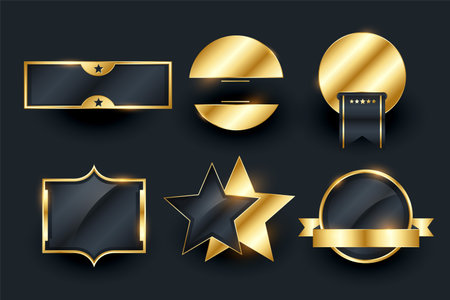 set of medal badge label symbol banner design vectorのイラスト素材