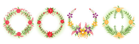 collection of lovely floral frame background for wedding invitation design vectorのイラスト素材