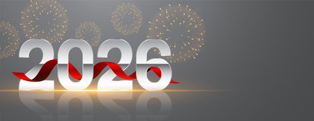 2026 new year firework banner with text space vectorのイラスト素材