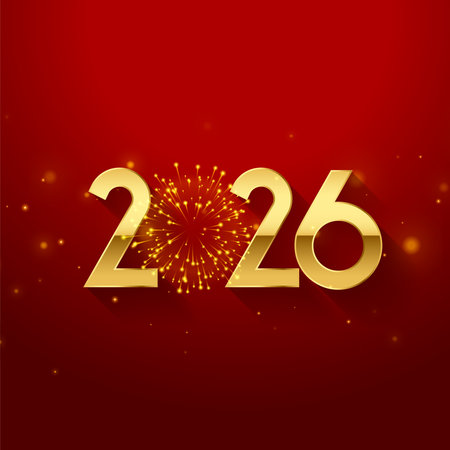 2026 golden lettering firework background for new year eve vectorのイラスト素材