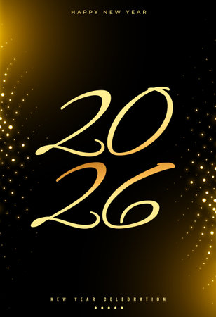 happy new year 2026 poster with confetti decor vectorのイラスト素材