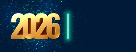 2026 golden lettering new year banner with text space vector