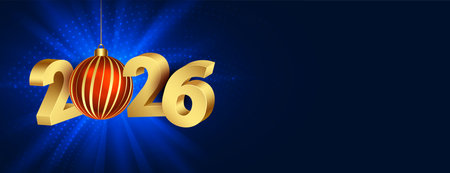 2026 golden lettering xmas bauble wallpaper for new year eve vector