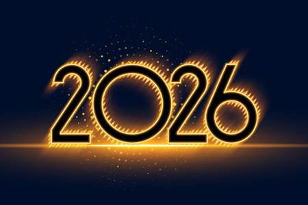 2026 glowing lettering new year template design vector