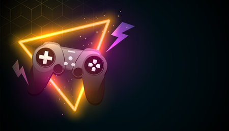 digital remote controller background with glowing neon fame vectorのイラスト素材