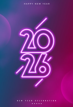 line style glowing 2026 new year wishes poster vector