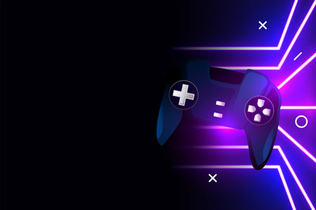 esport game controller background with glowing neon lines vectorのイラスト素材