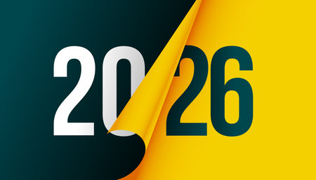 paper curl style 2026 new year banner vectorのイラスト素材