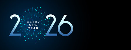 happy new year 2026 banner with firework explosion vectorのイラスト素材