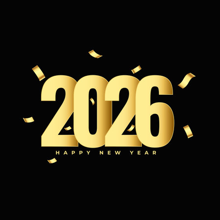2026 happy new year background with confetti decor vector
