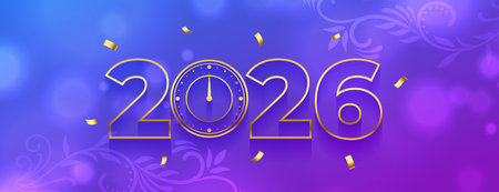 line style golden 2026 text for new year festive vectorのイラスト素材