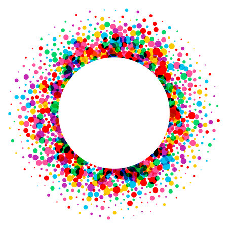 beautiful confetti round empty frame template for birthday celebration vectorのイラスト素材