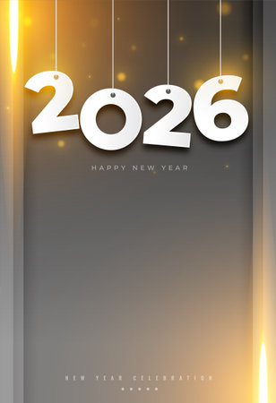 hanging 2026 new year wishes poster for social media vectorのイラスト素材