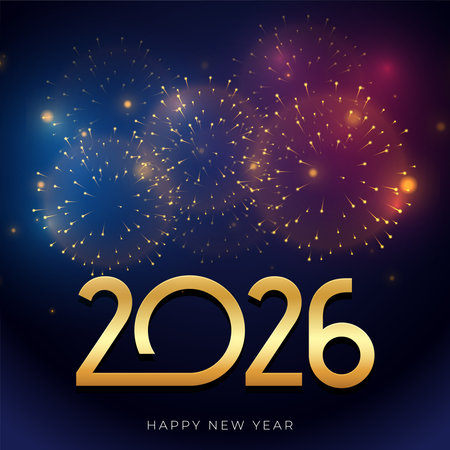 2026 new year firework celebration background vectorのイラスト素材