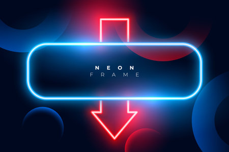 shiny red and cyan neon frame with empty space vectorのイラスト素材