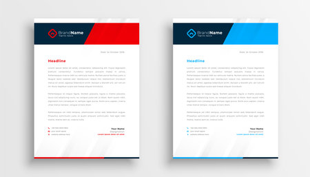 pack of two business letterhead template in blue and red color vectorのイラスト素材