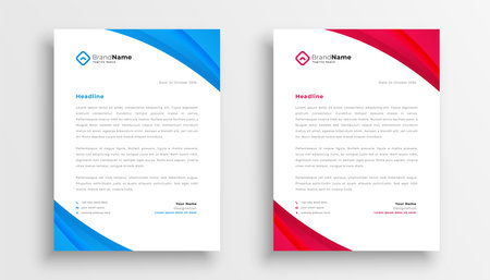 set of two modern letterhead layout for corporate branding vectorのイラスト素材