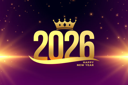 decorative 2026 new year background with crown design vectorのイラスト素材