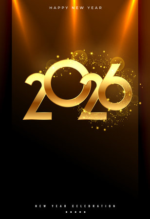 2026 new year invitation poster with light and glitter effect vectorのイラスト素材