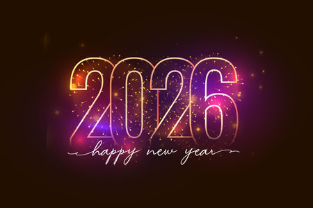 beautiful happy new year 2026 firework celebration template vectorのイラスト素材