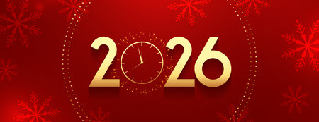 2026 golden text new year red banner with copyspace vectorのイラスト素材