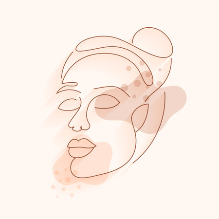 hand drawn minimal woman face drawing in line style vectorのイラスト素材