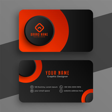 red and dark black business card template with circular shape designのイラスト素材