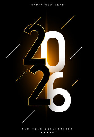 happy new year 2026 dark poster in modern style vectorのイラスト素材