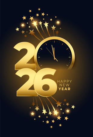 2026 new year clock poster for social media post vectorのイラスト素材