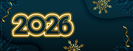 decorative 2026 glowing text banner for new year eve vectorのイラスト素材