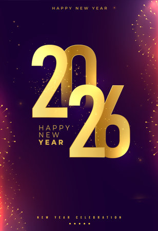 happy new year 2026 poster with firework decor vectorのイラスト素材