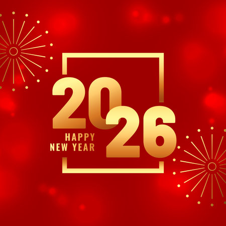 happy new year 2026 holiday red background vectorのイラスト素材