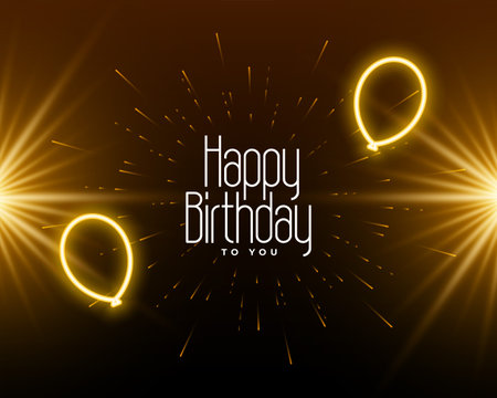 shiny birthday celebration background with glowing neon balloon vectorのイラスト素材
