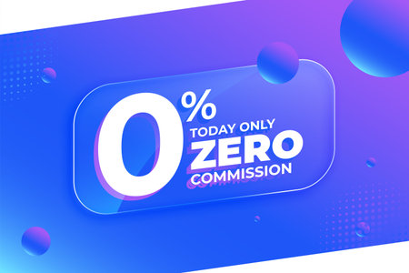 3d 0 percent commission or fees off promo background design vectorのイラスト素材
