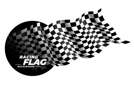 realistic black and white rally flag background in wavy style vectorのイラスト素材