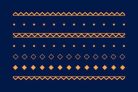 set of ethnic diamond shape stripe lines design vector