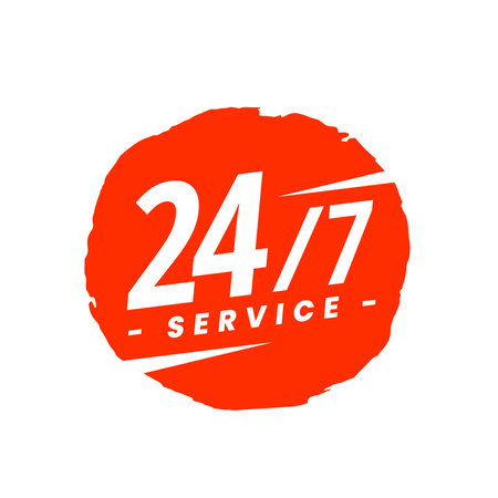 24/7 hours always open customer service background design vector