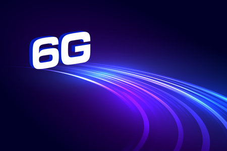3d style 6g wireless network background with glowing lines vector